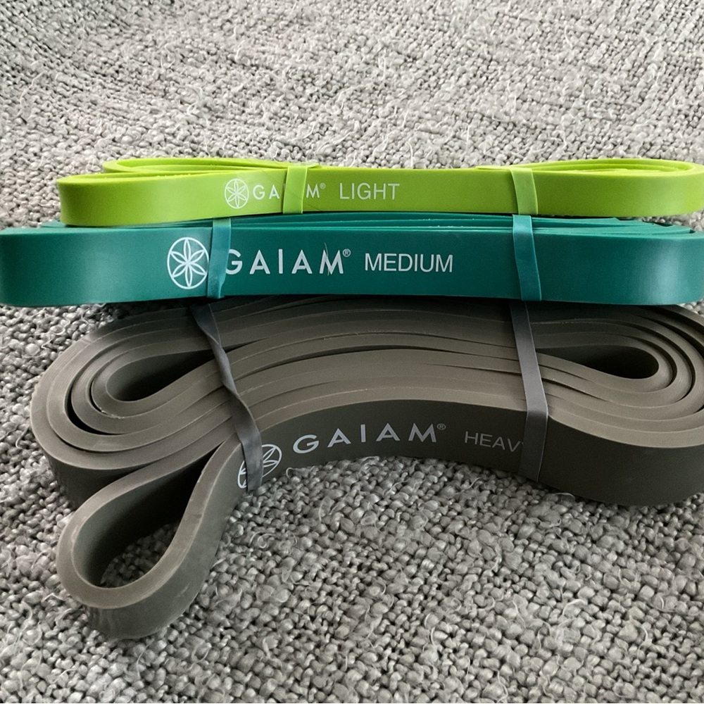 GAIAM Workout Resistance Loop Bands in Lime, Teal & Gray